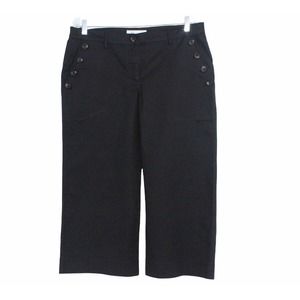New FEVER Women's Crop Wide Leg Mid Rise Button Accent Black Shorts - Size 12